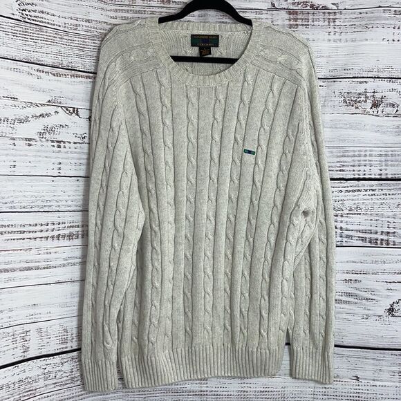 Vintage Alexander Julian sweater Mens size large cotton cable knit crew neck 90s - Picture 1 of 12